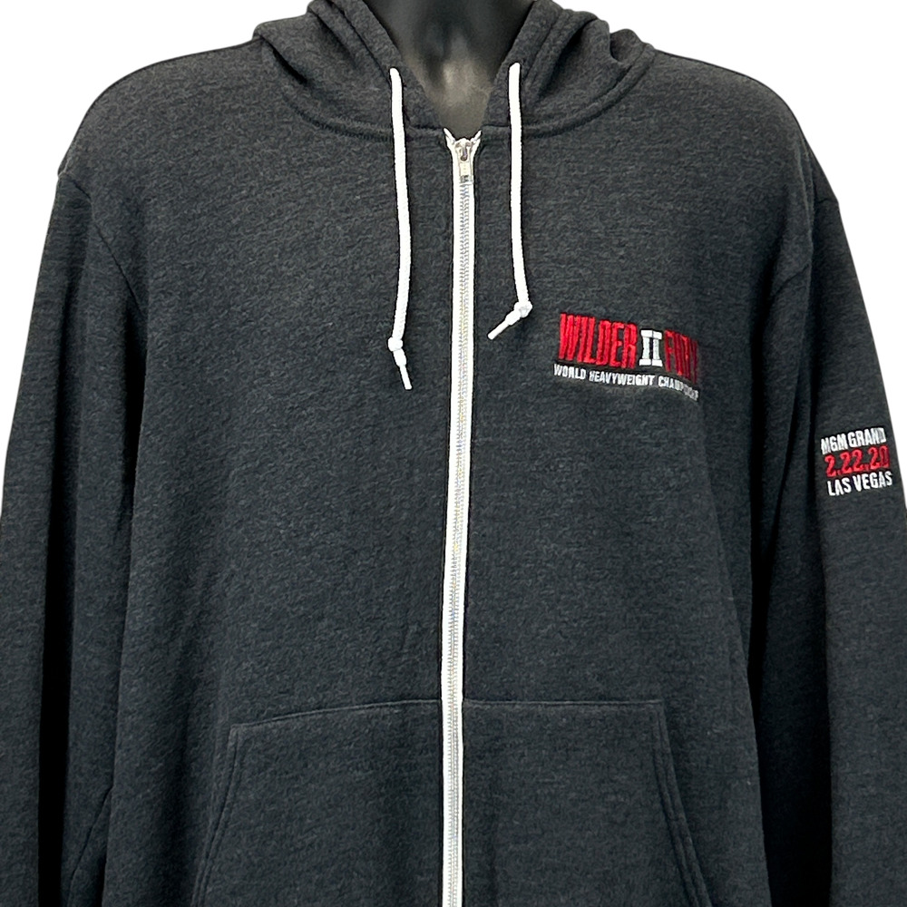 Tyson Fury vs Deontay Wilder II Hoodie Hooded Sweatshirt Boxing Gray 2XL XXL